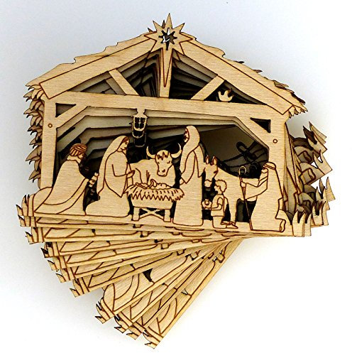 Weihnachtskrippe aus Holz, 3 mm dick, Natur, ohne Löcher, klein, 8 x 10,9 cm, 10 Stück