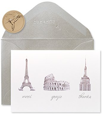 Papyrus Thank You Cards with Envelopes, World Icons (14-Count)