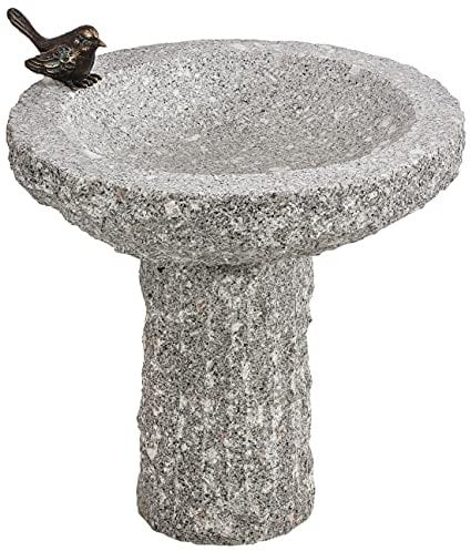 Dehner Vogeltränke, Ø ca. 35 cm, Höhe ca. 40 cm, Granit/Bronze, grau/Bronze