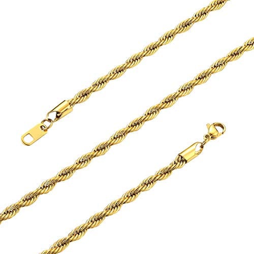 GOLDCHIC JEWELRY Men's Gold Chain Necklaces, 20Inches Twist Rope Link Chains