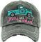 MIRMARU Damen Baseball Cap Distressed Vintage Unconstructed Washed Cotton Embroidered Adjustable Hat, Jesus Take the Wheel - Schwarz, Einheitsgröße