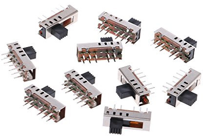 Fagu 10Pcs SS24E01-G5 Interruptores deslizantes Vertical 0.5A Interruptor de Palanca de 10 Pines y 4 Posiciones