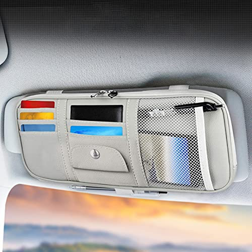 TT- Auto Sonnenblende Organizer, Sonnenblendentasche Auto Innenraum Zubehör CD-Karten,Bankkarte, kleine Dokumenten-Aufbewahrungstasche, Großraumtasche mit Reißverschluss