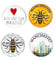 Big City Mini 4 Pack Crystal Fridge Magnet Union Jack London British Manchester Bee Liverpool Birmingham Newcastle Round (Manchester Bee Mini)