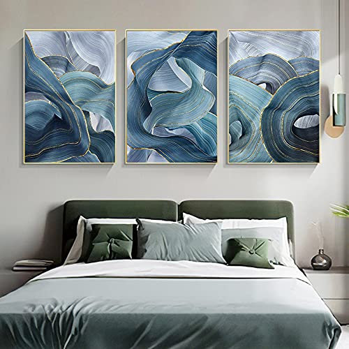 Guying Art Quadri Moderni Camera Da Letto Modern Abstract Mural Luxury Ribbon Poster Stampe Immagini a parete per soggiorno Arredamento camera da letto Poster 60x80cm (24x31in) x3 Senza cornice