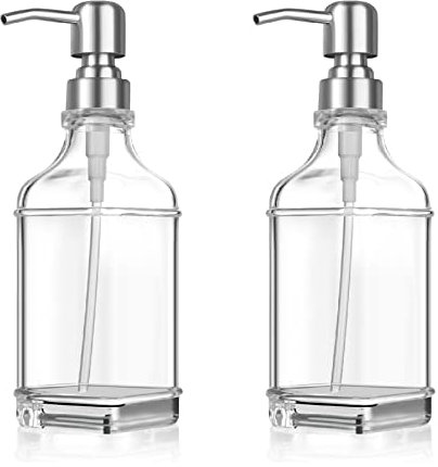 Seifenspender Nachfüllbarer Spender aus Glas 2PCS Soap Dispenser Schaumspender für Geschirrspülmittel, Shampoo-Lotion, Badezimmerarbeitsplatte, Küche, Waschküche, Büro