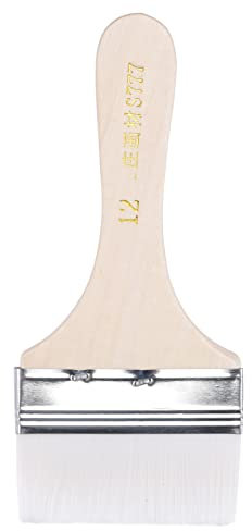 sourcing map 7 Peinture Pinceau 3 Largeur Doux Nylon Soies avec Bois Manche pour Mur Armoires Clôtures Blanc