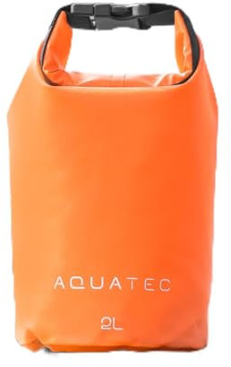 AQUATEC wasserdichte Dry Bag - 4X Größen: 2L / 3L / 5L / 10L | Leichte wasserdichte Seesack | Starker Beutel mit sicherem Verschluss | Kajak/SUP Board/Camping (Orange 2 L)