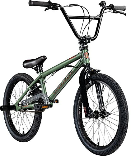 Bullseye Project 301 BMX für Mädchen Jungen 145 cm mit 4 Pegs und 360° Rotor, Einsteiger Fahrrad 20 Zoll Kinder Jugendliche Unisex mit Bremsen und Kettenschutz (23 cm, Khaki)
