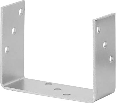 ADGO Sockel der Stange, Mastfuß 120 mm, Anschraubbar, U-förmig, Pfostenträger, Geschraubter Verschraubter Anker, Schrauben, Bodenbefestigungsanker, Mastbefestigungsanker, Stahl Verzinkt, Silber
