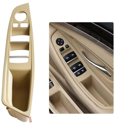RHD-Driver Side Door Handle for BMW 5 Series F10 F11,Window Switch Armrest Panel,Driver Seat Button Switch Frame Storage Box for BMW 520 523 525 528 530 535 2010-2016 (Beige)