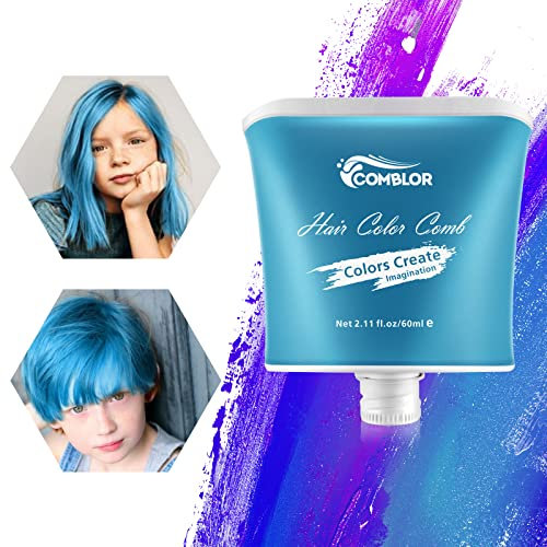 Temporäre Haarfarbe, Comblor Haarkreide für Mädchen, Haarkreide Kinder Auswaschbar Ungiftig für Dunkles Haare, Blau Haarfarbe Haarfärbemittel, Haar Colorationen Geschenk für Geburtstag,Kindertag