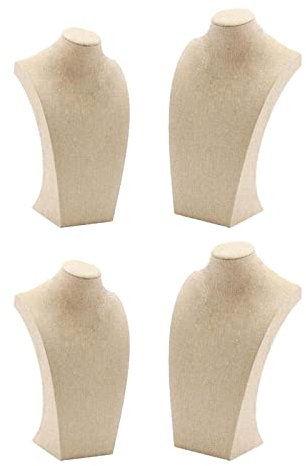 Milageto 4pcs Lino Collana Busto Espositore Portaoggetti Organizzatore per Controsoffitto Negozio