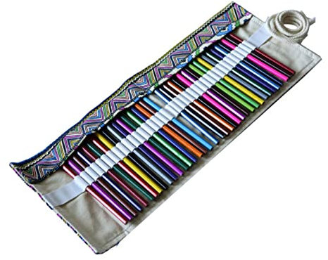 NUOBESTY Slot Ethnic Style Pencil Wrap Roll-up Case Washable Organizer for Art Supplies Storage Pouch for Students Boys and Girls and Artists for School Go