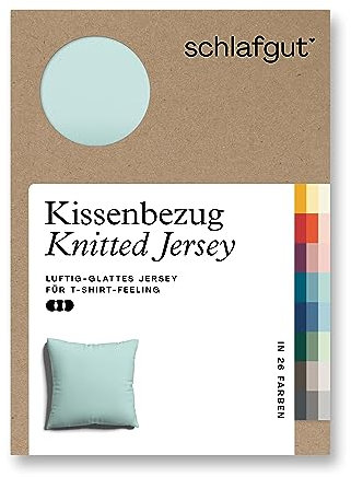 schlafgut Knitted Jersey Kissenbezug 40x40 cm Petrol Light Uni weicher Premium Kopfkissenbezug einzeln, faltenfrei mit Elasthan