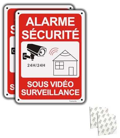 Panneau Alarme sécurité sous vidéo Surveillance 24h/24 PROPRIÉTÉ PRIVÉE 15x20cm Métal en Aluminium Revêtement réfléchissant et Résistant aux UV(2)