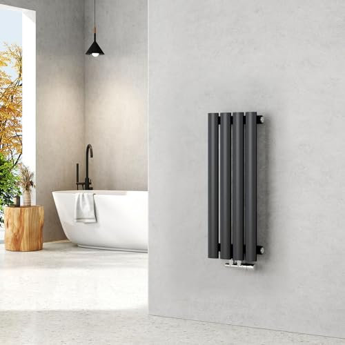EMKE Radiador 60x24cm,Radiador de diseño vertical de tubo ovalado, Antracita, una capa, radiador de agua caliente