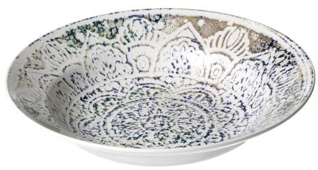 Ritzenhoff & Breker Luigi Pastateller-Set 6-teilig | Extra tiefe Gourmetteller & Salatschalen Ø 29 cm | Elegantes Ethno-Geschirr aus Steinzeug