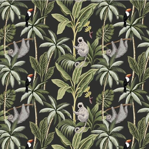 UNIK Nordic Vliestapete BxH: 150x250 cm mit edlen und malerischen Natur XXL Wald Motiv, Designtapete mit Dschungel Motiv: Tropischer Urwald, Mustertapete für Wohnräume, Premium Foto Tapete 180g/m2