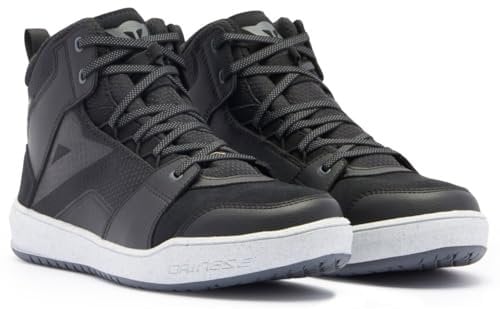 DAINESE Suburb D-WP Shoes, Scarpe Moto Impermeabili Uomo, Nero/Bianco/Grigio Ferro, 45 EU