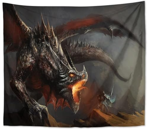 MT Majami Wandbehang Drache 200 x 150 cm Dragon Polyester Wandtuch Wandteppich Tapisserie Fantasy