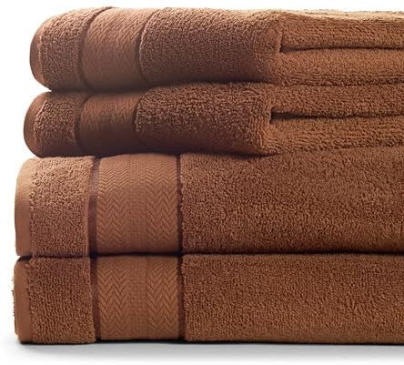EURO DECO Towel Luxue Set Salle De Bain - 2 Serviettes De Bain 70X140 cm - 100% Coton Premium Très Absorbant et à séchage Rapide/Super Douce (Marron, 2 PCS -70X140)