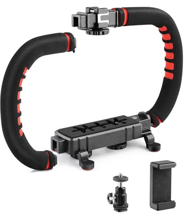 Neotter Kamera-Smartphone-Stabilisator, Handheld-Video-Griff-Rig, passend für alle Kameras, Camcorder, DSLR und für alle iPhone- und Android-Smartphones