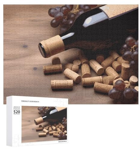 520 Teile Puzzle für Erwachsene coole Weinflasche Kork Trauben großes Puzzle Dekompressionsspiel Freizeit Unterhaltung Holzpuzzle Entspannung sensorisches Spielzeug