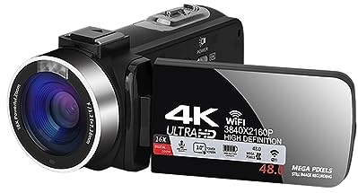 MZZYG Video Camera UHD 4K Vlogging Video Cameras WIFI Live Streaming Webcam Outdoor Digital Camcorder Portable Blogger Recorder(No SD Card,1)