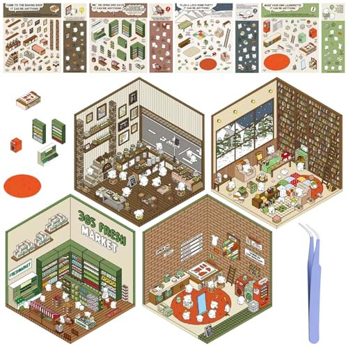 GAROMIA 3D House Sticker 3D Sticker Scene miniatur haus sticker 3D Hausaufkleber diy 3d house stickers Accessoires Spielzeug Cartoon Aufkleber kinder