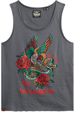 Superdry Damen Neo Trad Tattoo Tanktop mit Rundhalsausschnitt Verwaschenes Schwarz Strukturiert 42