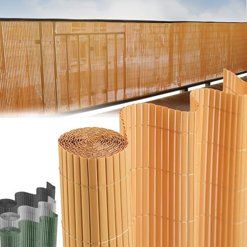 STREND PRO Brise-vue pour balcon - En PVC - Bambou - 1 m de haut, 3 m de long - Résistant aux intempéries pour l'intimité - Protection contre le vent - Brise-vue latéral sans perçage - Pour terrasses