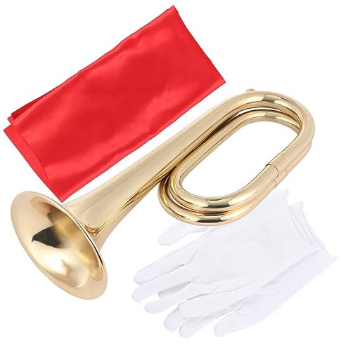 COSMEVIVI 1stück Bugle Instrument Messing Trompete Old Style Rally Bugle Mit Tasche Handschuh Und Tuch Für Anfänger Und Schüler Lauter Und Gute Für Musikevents