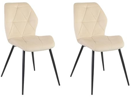 SVITA Jamie 2er Set Esszimmerstühle Polsterstuhl Wohnzimmerstuhl Küchenstuhl mit Rückenlehne gepolstert Samt Beige