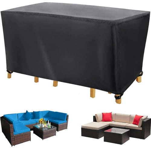 PDSYCB Abdeckung Gartenmöbel 200x75x65cm Winterfest Wasserdicht Gartentisch Abdeckung 420D Oxford-Stoff Schutzhülle für Rattanmöbel Balkonmöbel für Terrassenmöbel Lounge Sofa Schwarz
