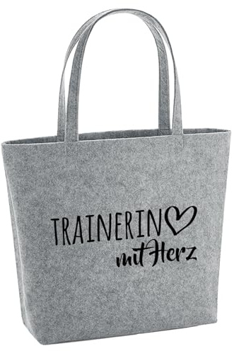 Huuraa Filzshopper Trainerin mit Herz Geschenk | Große Filz Einkaufstasche 22 Liter Shopper Filztasche Geschenkidee herausnehmbarer Tasche innen