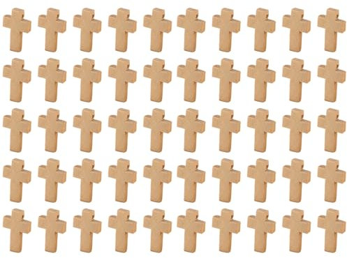 50 Stück Holzkreuz,Kleine Holzkreuze Anhänger,Holzanhänger Zum Bemalen,für Die Herstellung Von Schmuck,Cross,Selbermachen Gestaltenmit,Halsketten,Schlüsselanhängern, DIY Zubehör,Geschenk,Basteln