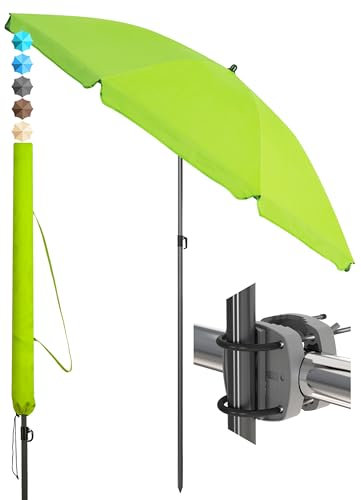 4smile Sonnenschirm Balkon SunnyJoy, 3-in-1 SET, Grün - UPF 50+ Sonnenschirm Ø 180 cm + Sonnenschirmhalter Balkongeländer + Sonnenschirmhülle - Sonnenschutz Balkon Set