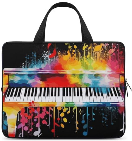 Housse de protection colorée pour ordinateur portable de 17 pouces avec clavier de piano et notes de musique pour ordinateur portable ou tablette