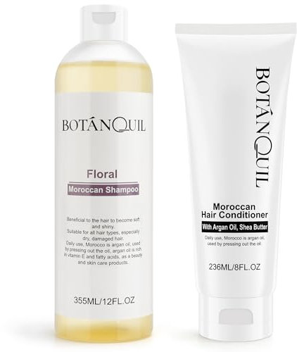 Shampoo und Conditioner Set, BOTÁNQUIL Haarpflege mit Arganöl Sheabutter für Trockenes, Kaputtes, Locken, Lockiges, Dauerwellen Haar, Intensiv Reparatur Haarausfall Haarshampoo Ohne Silikone Sulfate