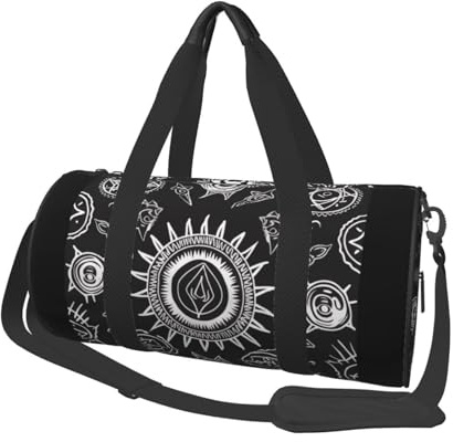 Sporttasche, Motiv: weiße Bäume, Camouflage-Druck, mit Nassfach und Schuhfach, Reisetasche, für Damen und Herren, Supernatural Symbole schwarz, Einheitsgröße, Reisetasche