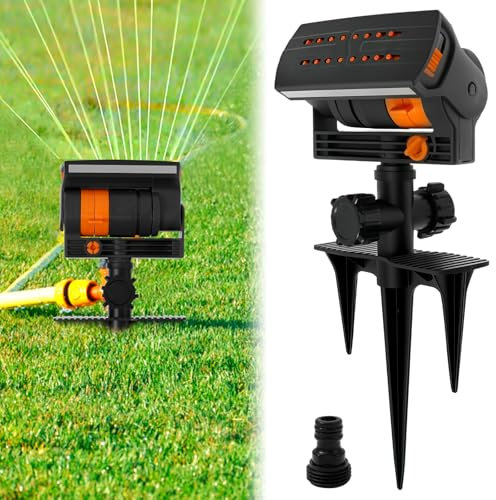 Garden Lawn Water Sprinkler Adjustable Oscillating Sprinkler Spikes for Watering Large Area Lawn Yard Garden Ease of Connection for Grass Vegetable Fruit Tree