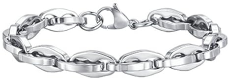 Beydodo Herren Armband Edelstahl, Armbänder Charms Silber 18CM 8MM Bohnenkette Freundschaftsarmband Personalisiert Armband für Männer