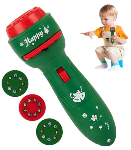 Toddler Flashlight with 24 Patterns, Christmas Flashlight Projector, Torch Projection for Bedtime Travel Holiday Home Boys Girls Party Favors Kindergarten