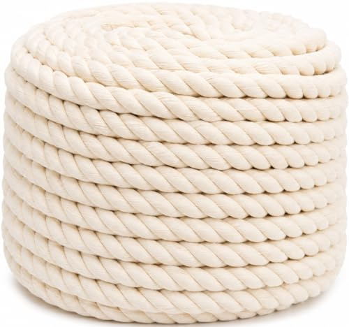 Abio Baumwollseil 8mm 10m Baumwollkordel Paketschnur Kordelband Bindfaden Baumwollschnur Strick Natur Weiß Tau Haus Garten DIY Dekoration