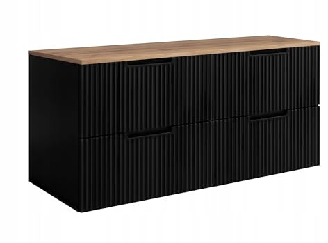 Rodan Moderne Möbel - Schrank Gold Craft Oak, Schwarz - Möbelstück - Bastelregal – Bastelplatte 80 cm + 80 cm + 160 cm
