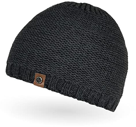 Neverless® Coole Herren Strickmütze mit Fleece gefüttert, Mütze mit Futter, Winter-Mütze dunkelgrau Unisize