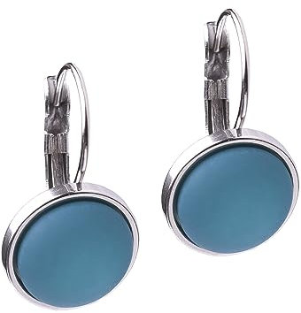 Polarisohrring Katharina, 12mm original Polariscabochon in vielen attraktiven Farben in einer Klappbrisur aus Edelstahl, handgefertigt von Adi-Modeschmuck in Berlin (petrol)