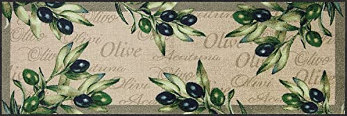 Salonloewe Olive Olivo Fußmatte waschbar 060 x 180 cm Fußabtreter, Schmutzfangmatte
