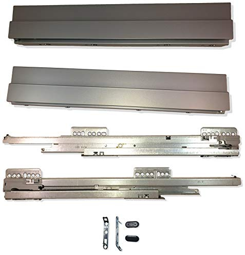 GRASS Schubladensystem Set Nova Pro SCALA Vollauszug gedämpft, Höhe 90 mm, Farbe Silver. Synchronisiert, 40kg mit Soft-Close Schubladenauszug Schublade Schubkastenauszug von UMAXO® (Nennlänge 450mm)
